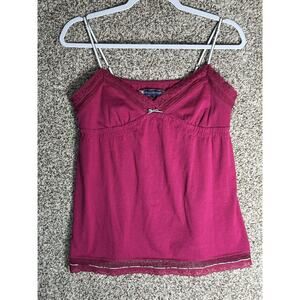 Y2K American Eagle Lace Trim Cami Tank Top Sz L Fairycore Pink Dainty Romantic